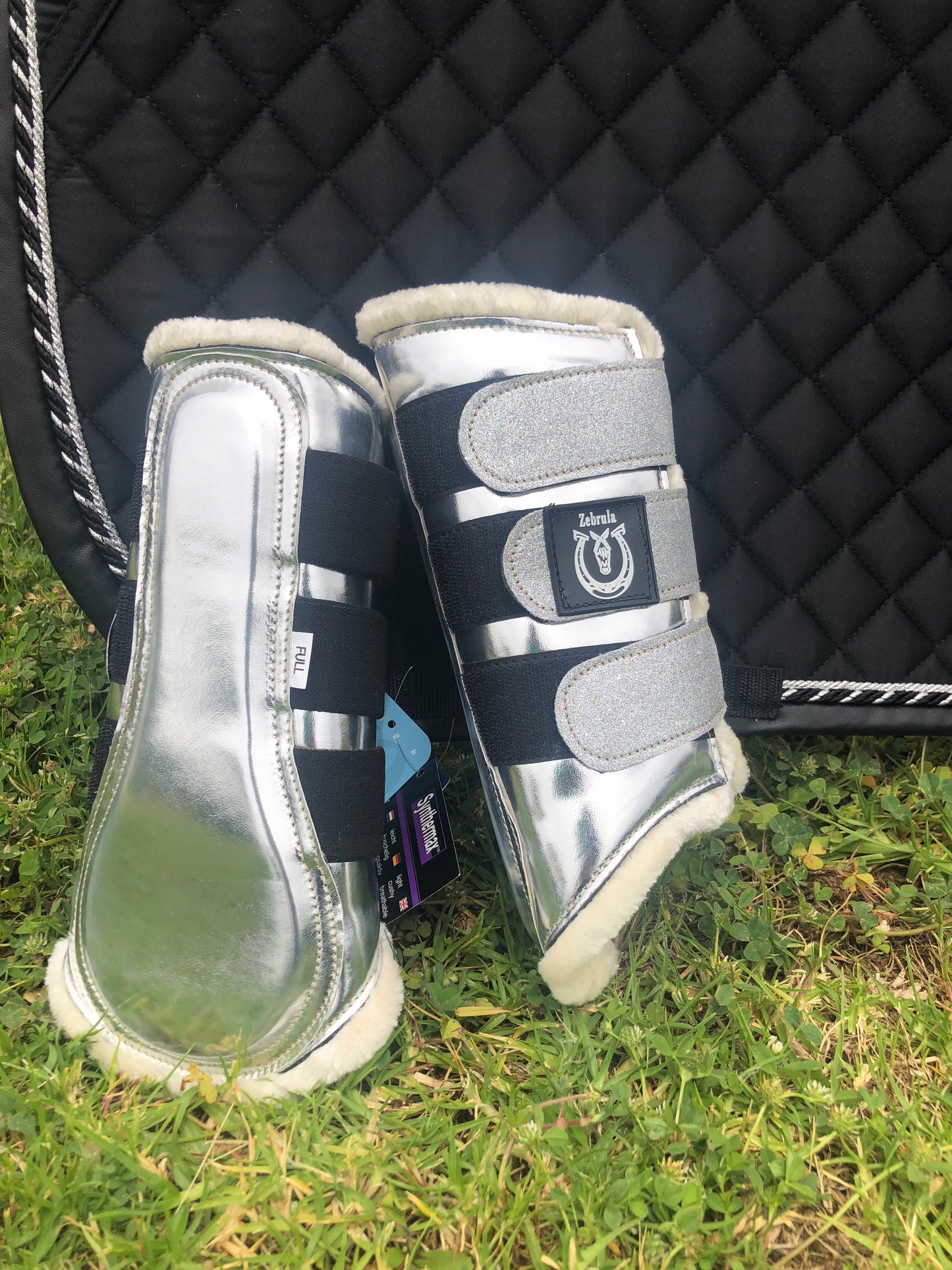 Silver sparkle brushing boots