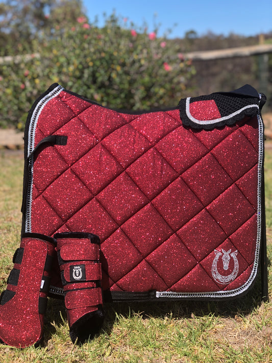 Ruby shimmer ear bonnet with bling