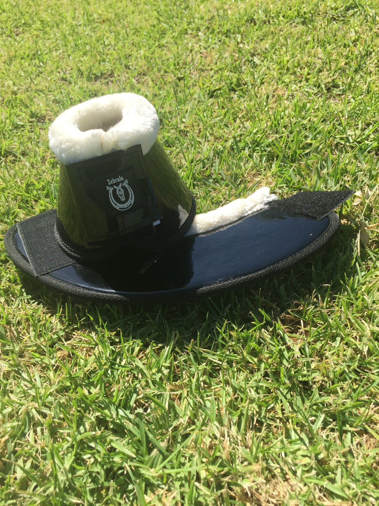 Black patent bell boots