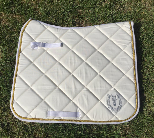 Cream and gold dressage pad
