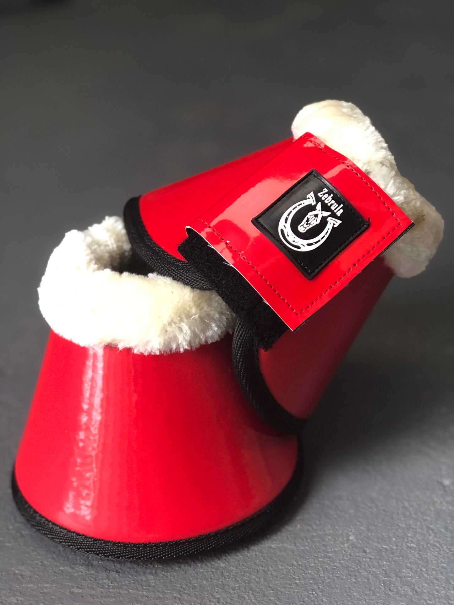 Red patent bell boots