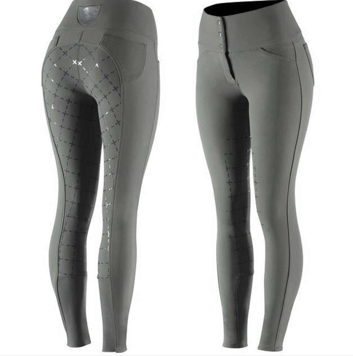 HORZE DESIREE SILICONE LADIES BREECHES LICHEN GREEN