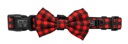 Big And Little Dogs- "Plaid to the bone" dog collar and bow tie