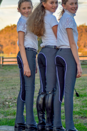 Pull-on Jodhpurs with Full Suede Seat CHILDRENS, black pinstripe