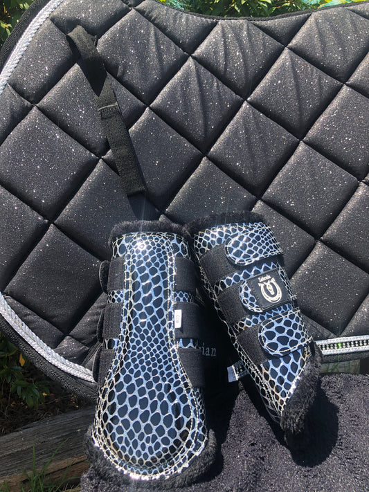 Black croc boots