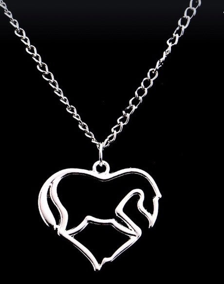 Silver horse love heart pendant