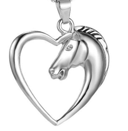 Silver horse head necklace