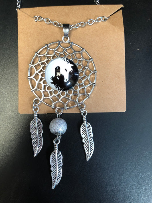 Ying yang horse necklace